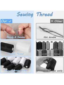 2/4/8Pcs 500M Sewing Thread Polyester Thread Black White Strong Sewing Threads Sewing Spools Polyester For Hand Machine - Multicolor - View 6
