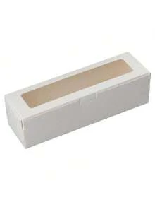 20 piezas Cajas blancas para macarons con ventana transparente, envases de envasado de pastelería, envases de envasado para postres de macarons pequeños de 8x3x2 pulgadas, para regalos de boda, dulces y galletas - Blanco - Ver 1