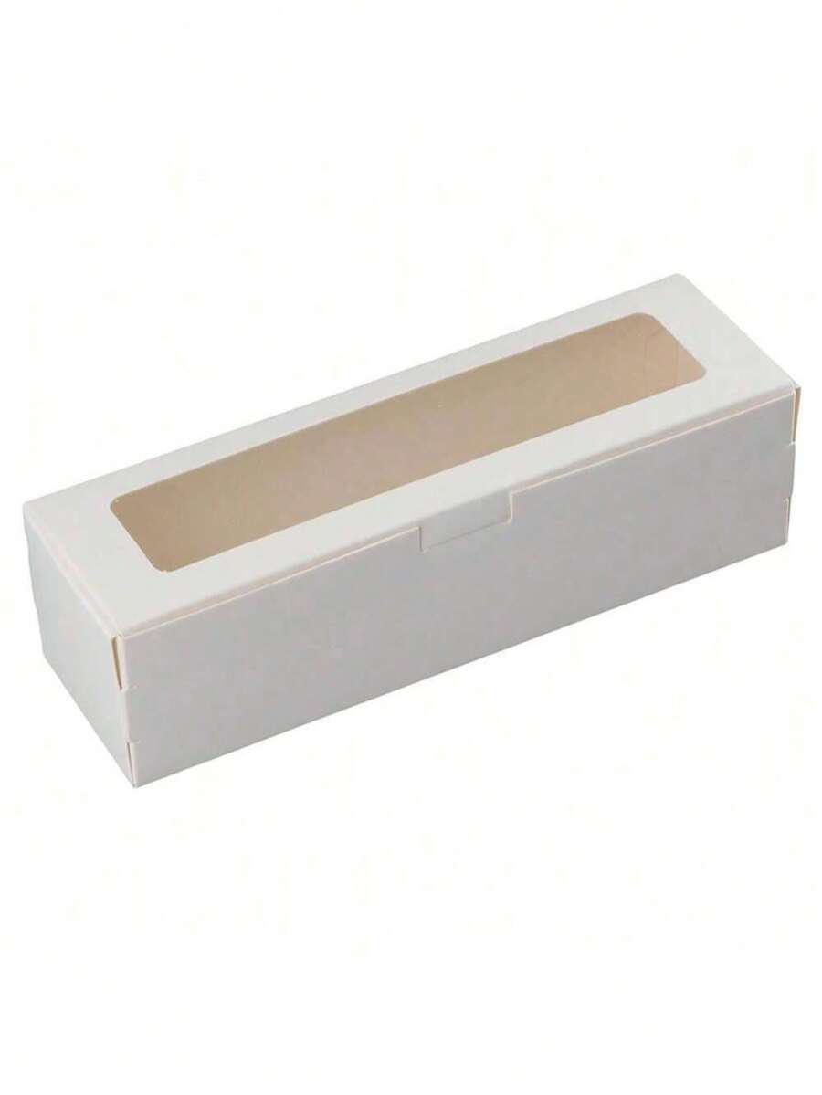 20 piezas Cajas blancas para macarons con ventana transparente, envases de envasado de pastelería, envases de envasado para postres de macarons pequeños de 8x3x2 pulgadas, para regalos de boda, dulces y galletas - Blanco - Ver 1