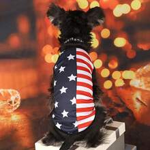 Dog 4th Of July Outfit Cute Stars Stripes Print Pet Tank Tops Lightweight Soft Dog Clothes For Puppy Cats Patriotic Dog Tank Top 4th Of July Dog Sleeveless Shirt USA Independence Day Outfits Stars Hearts  Stripe Patterns Dog Costume For Small Medium-Size - Blue - View 1