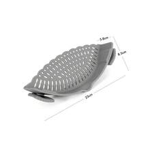 1pc Silicone Drain Rack, Kitchen Pot Edge Vegetable Noodle Strainer, Tilting Vegetable Colander, Kitchen Accessory, Essential Kitchen Tool Gift, Space-Saving Kitchen Storage, Christmas Kitchen Gift Idea - Grey - View 2