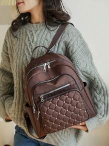 Rivet Decor Fashion Backpack, Outdoor Lightweight Casual Bookbag, Multi-Pocket, School Backpack