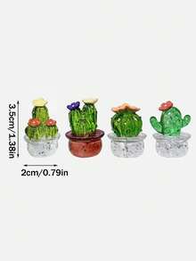 4件装汽车内饰小摆件仿真仙人掌小盆栽植物车内装饰饰品 - 彩色 - 查看 4