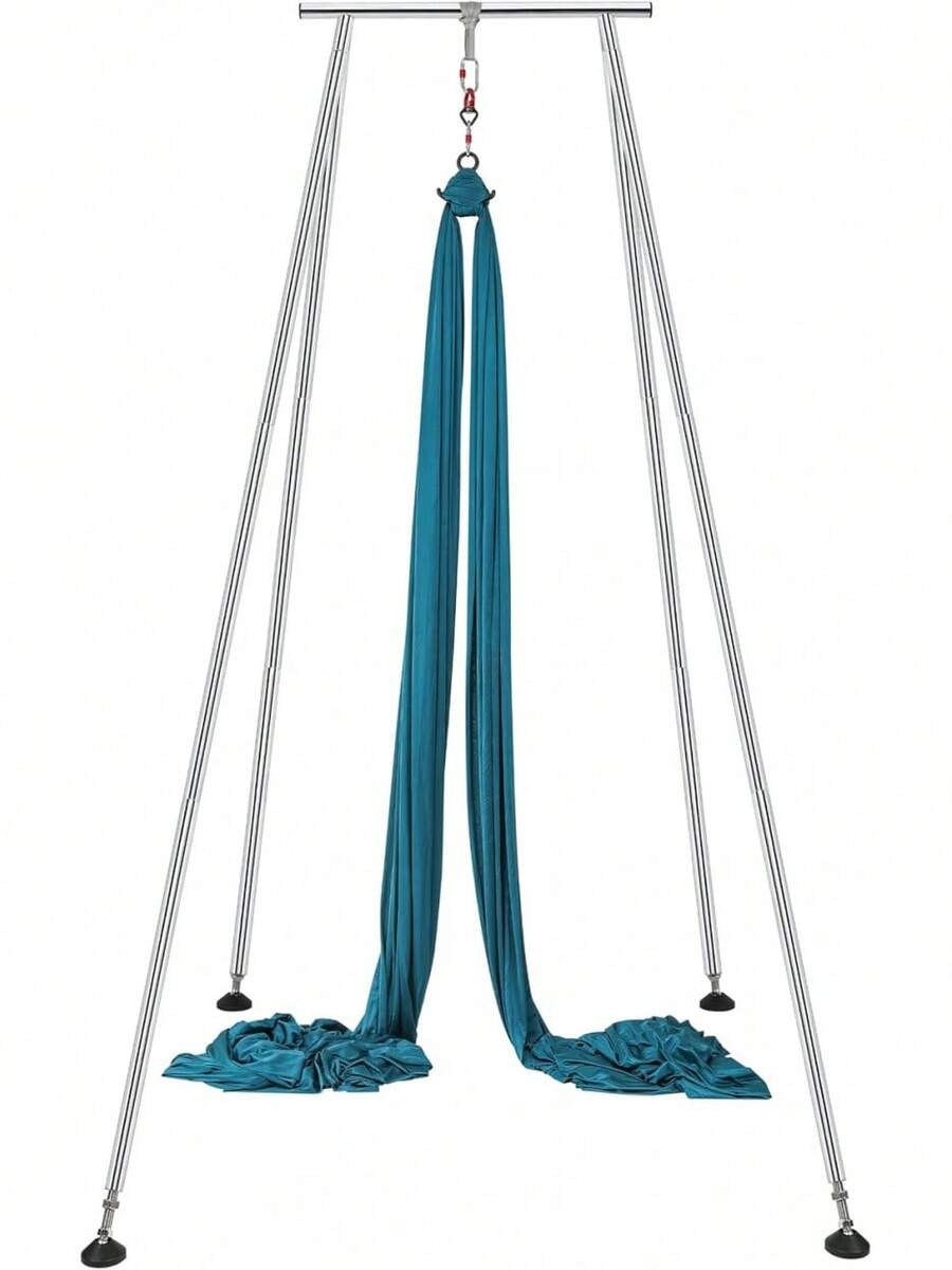 Aerial Silks, Yoga Swing, Aerial Yoga Stand, 10' Steel Frame, 13 Yd, Silks For Home, Silk Aerial Yoga Swing, Aerial Silks For Home, Indoor Aerial Rig, Aerial Hammock, Aerial Stand - Green - View 1