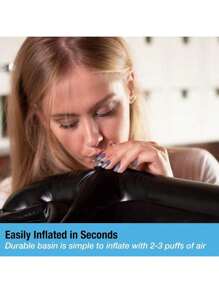 1/2 piezas - Recipiente inflable para shampoo, bandeja inflable para lavar el cabello para el lavabo y la mesita de noche - Recipiente cómodo y portátil para enjuagar sin derrames - Lavabo para cortes de pelo y coloración en casa para ancianos, niños, postrados en cama y discapacitados, lavabo para lavar el cabello liviano