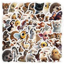 50pcs Realistic Cartoon Animal Stickers, PVC Glossy Self-Adhesive Decals, Suitable For Decorating Cups, Luggage, Skateboards, Guitars, Tablets, Phones, Notebooks, Stationery, Planner For Adults And Teenagers, School Supplies,Back To School