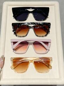 1/4 piezas de gafas de moda para mujer, con montura grande, estilo ojo de gato, de plástico, multicolor, estilo vintage bohemio, elegantes y estéticas, básicas, para otoño e invierno, para festivales musicales, vacaciones, atuendos adecuados para todo tipo de rostros. Accesorios.