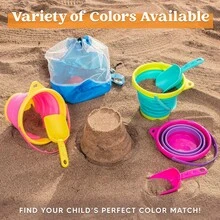 ¡RecomendadoJOYIN Cubo de Playa Plegable Paquete -3 Bolsa Cubo de Juguete de Playa Plegable, con Pala y Mochila de Malla, Adecuado para Fiestas de Playa para niños, Equipo de Campamento, Viajes, Cubo de Pesca¡Top de Temporada - Naranja/Azul/Verde - Ver 5