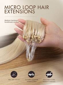 Invisible Micro Nano Beads Hair Extensions Micro Loop Hair Extensions Straight Micro Link Real Human Hair Hair Invisible Beads Thick Micro Ring Loop Hair Extensions - S18/613 - 查看 6