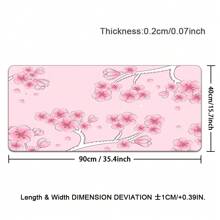 1 pièce Grande tapis de souris de jeu avec un design de fleurs de cerisier roses - base en caoutchouc antidérapante, surface lisse, tapis de bureau lavable pour la maison, le bureau et les études. Cadeau parfait pour Noël et Thanksgiving. Accessoire de bureau de jeu. Texture en tissu lisse, grand tapis de souris