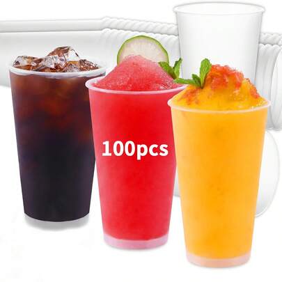 SAEIV 50/100 Pieces Of High-Quality Cold Drink Cups, Reusable Plastic Cups, Perfect For Parties And Events!