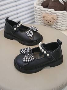 New Style Girls Pearl Bow Design Flat Princess Shoes