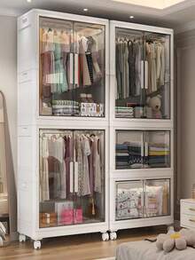 5/4/3/2/1 Layer Wardrobe Closet, Easy-Assemble Home Bedroom Children Clothes Storage Cabinet, Foldable Plastic Sturdy Durable Clothing Armoire - Multicolor - View 1