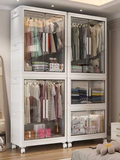 5/4/3/2/1 Layer Wardrobe Closet, Easy-Assemble Home Bedroom Children Clothes Storage Cabinet, Foldable Plastic Sturdy Durable Clothing Armoire