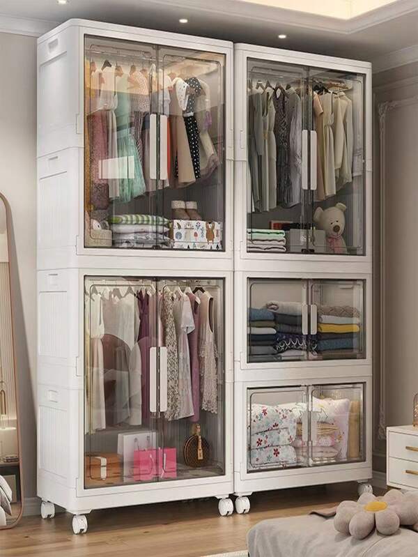 Armario de 5/4/3/2/1 niveles, fácil de ensamblar, gabinete de almacenamiento de ropa para el dormitorio del hogar y los niños, armario plegable de plástico resistente y duradero