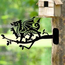 1 pieza Gancho-colgador con diseño de dragón galés, decoración de arte de metal para el jardín, decoración para valla/tronco de árbol, ¡solo para colgar objetos ligeros!