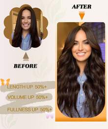 16" 20" Halo Hair Extensions Invisible Wire Hair Extensions With 2 Clips Synthetic Wavy Hairpiece Adjustable Transparent Headband For Women - Dark Brown - 查看 4
