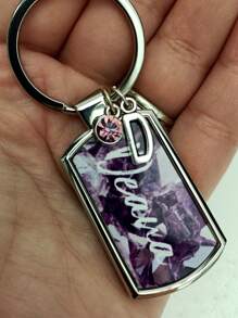 1pc Birthstone Keyring - Birth Stone Keychain - March Birthday Gifts - Friendship Key Ring - Personalised Birthday Gift For Her March Baby ,Valentine's Day Custom Photo Wedding Gift Keychain, Personalised Wedding Date Photo Keychain