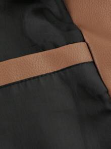 LEDUNTINO Men's Fashion Zipper Casual Outdoor Motorcycle Leather Jacket, Sports Style, Solid Color, Bomber Jacket, Men's Spring/Autumn Stand Collar, Motorcycle Windbreaker Leather Jacket, Versatile, Suitable For Outdoor Commuting, Ideal Gift For Boyfriend Or Husband, Thermal Lined, Winter Style - Brown - View 7