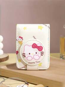 Sanrio 1pc Sanrio For Hello Cute Kitty Lipstick Storage Bag With Mirror - Kawaii Travel Organizer & Friendship Gift For College Women (Graduation Season), Foldable Design With Whimsical Print