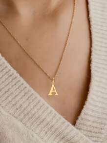 1 pieza Collar con colgante de acero inoxidable con letra al estilo minimalista, adecuado para usar fotos de viaje