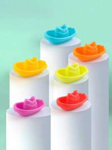 1/3/6 Pcs Random Color Colorful Stackable Bath Boat And Pool Toy, Boat-Shaped Floating Tower Toy, Early Education Intelligence Gift, Water Toy, Outdoor Toy, Indoor Toy, Beach Toy, Outdoor Beach Water Toy,New Year/Christmas/Children's Day/Birthday Gift For Kids, Kids Toys, Toys For Boys And Girls,Suitable For Infant/6 Months And Above