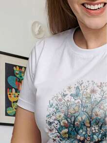 Printed T-Shirt Blouse 100% Cotton Comfort Casual Short Sleeve