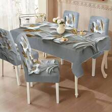 1/4/5/6/7pcs Fashionable Simple European And American Style Printed Chair Covers / Chair Cover Set, Suitable For Indoor Home Restaurant, Hotel Modern Daily Decoration. Tablecloth Suitable For Square Tables, Elastic Chair Covers Can Be Washed - YT-089 - View 5