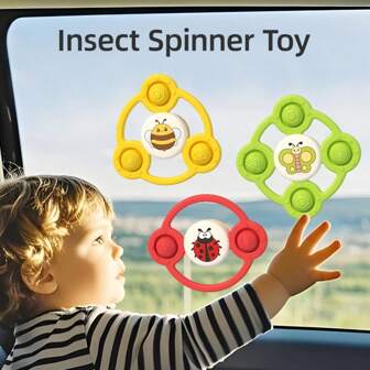 3 delar badset för baby: vattenabsorberande silikon, roterande gyroleksak för spädbarn, halkfri, tidig utbildning, badtid, lugnande handträning, lämplig för barn från 1 år