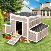YODOLLA Chicken Cage, 56" Large Wooden Chicken Hutch With 6 Nesting Boxes, Outdoor Hen House Chicken Cage - 棕色 - 查看 7