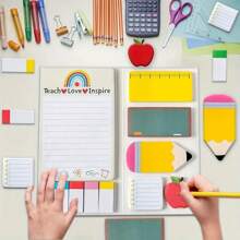 Teaching Is A Spiritual Craft "Sticky Note Paper Set - Colored Self-Adhesive Educational Design, Suitable For Teachers To Use - Including Notebooks, Planners, Pencil Cases, Etc. Ideal School Or Office Supplies, Teacher Gifts, Back To School Season, School Prizes, Birthday Gifts, Party Gifts, Holiday Gifts, Back To School Supplies, Back To School Season Gifts
