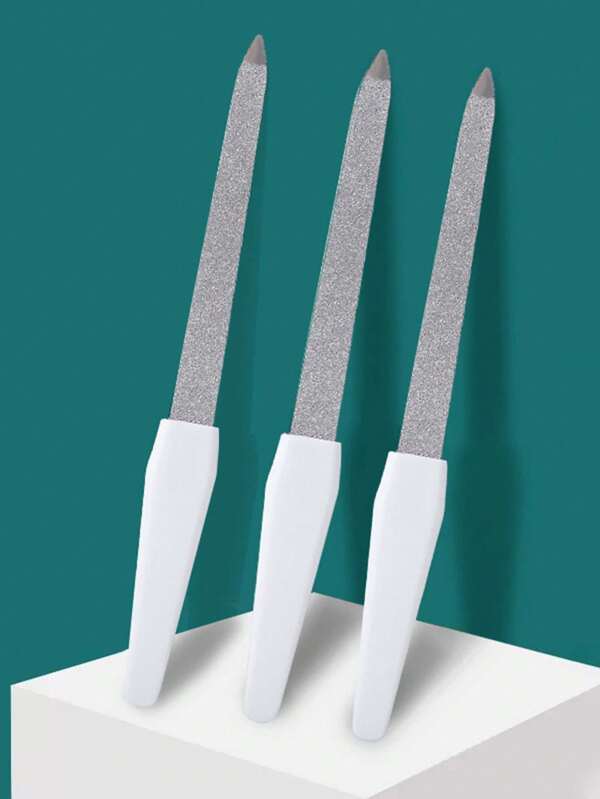 3Pcs/Set White Sanding Nail File Double Sided Washable Manicure Pedicure Thick Toenail Fingernails Buffer Metal Nail Files Emery Board For Home And Professional Use