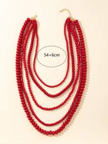 1 Stück Vintage Oversized wasserfallartige rote Acryl handgefertigte Perlenkette, lässige Layering-Pullover-Kette für Frauen
