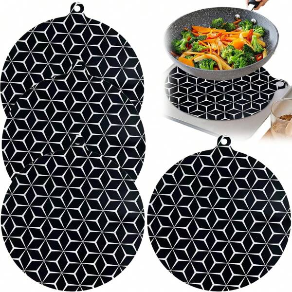 4pcs Silicone Stovetop Burner Covers, Heat Resistant Up To 250°C/480°F, Rhombic Pattern, Non-Stick & Easy To Clean, Reusable, For Home Induction Cooktop