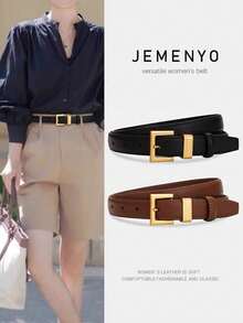 1 条高品质新款休闲腰带，时尚复古女士腰带，简约裤带，适合日常穿着，用途广泛 - 黑色 - 查看 3