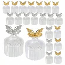 12 pezzi di scatole a forma di farfalla, scatole per caramelle, scatole di immagazzinaggio trasparenti, riutilizzabili, adatte per matrimoni, feste, raduni, decorazioni da tavolo, ecc.