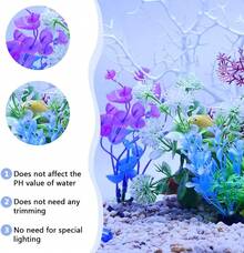 Fishdance Aquarium Plants, Artificial Fish Tank Decorations Decor Plastic Plants Set 16 Pcs - White - View 4