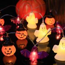1 Peça Luzes de Corda em Formato de Abóbora, Fantasma e Morcego, Adequadas para Halloween, Natal, Festa, Baile, Decoração Doméstica de Feriados, Decoração de Halloween, Decoração de Casa, Decoração de Festa, Decoração de Halloween, Decoração de Quarto, Decoração de Jardim de Halloween para Presente Fada