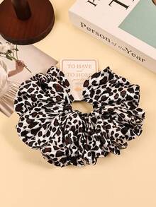 1 Pc Satin Soft Large Hair Scrunchie With Card Holder, Leopard Pattern Suitable For Singles Party/Holidays/Wedding, Elastic Damage-Free Hair Tie Gift For Women, Casual ,Hair Accessories Ponytail Head Accessories Elastic Band Holiday Accessories,Travel,Birthday - Leopard - View 5