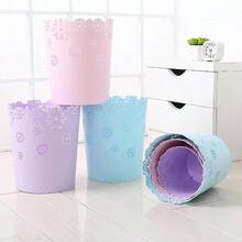SKKREMini Wastebasket 1.8 Gallons Purple Trash Can Garbage Can For Bedroom Wastebasket Hollow Flower Shape Plastic Lidless Wastepaper Baskets Trash Can Bedroom Small Trash Can Purple M 3d5f - 紫色 - 查看 4