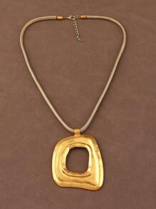 1 Piece Fashion Silver Gold Color Asymmetrical Hollow Open Square Shape Pendant Rope Necklace For Women's Daily Wear 18"+2" Extend Chain