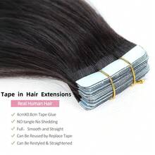 Lsybeauty 20pcs Straight Tape In 100% Remy Human Hair Extension For Salon  Multicolor  Color Black Color 1B# 16-26 Inches Silk Straight Seamless Skin Weft Hair Extension Tape In Hair Tape Ins Hair Extentions - Natural Black - View 3