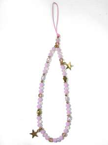 1pc Fashionable Multi-Color Star Beaded Phone Lanyard, Phone Accessory, Holiday & Daily Gift - Multicolor - View 9