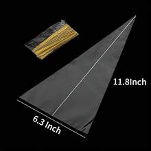 Bolsas de celofán con forma de cono, 5 x 10 pulgadas, 200 piezas, bolsas de plástico con forma de cono para palomitas, fiestas, bolsas de golosinas con lazos retorcidos - 6,3 x 11,8 pulgadas (paquete de 200) - Ver 2