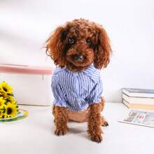 1pc Adorable Pet Dog Striped Shirt, Fashionable & Cute INS Style Teddy Shirt, Washable No-Pilling Fabric