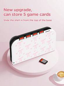 Switch 2 Game Console Accessories: Bow & Heart Pattern Protective Case, Compatible With Switch NS/Switch OLED/Switch Lite, Also Includes Storage Pouch, Cartridge Case, And Charging Dock. Best Gift Compatible With Switch Players, Ideal For Valentine's Day Confession Or Spring Romantic Gifts