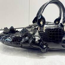 Luxury Designer Purses And Handbag Crocodile Print Bag Funny Crocodile Shaped Bag Shoulder Bags - 黑色 - 查看 10