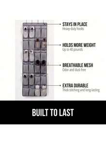 1pc /12//28/35/14/40 Pockets Available Mesh Bag Shoe Storage Rack, Closet Door Hanging Organizer, Large Pockets Hanging Shoe Rack For Closet Mesh Back Of Door Shoe Storage Door Hanger, Over The Door Shoe Organizer Closet Hanging Shoe Holder Hanger, For Space Saving – Breathable Over-The-Door Shoe Organizer For Sneakers, Heels, Slippers & Kids Shoes