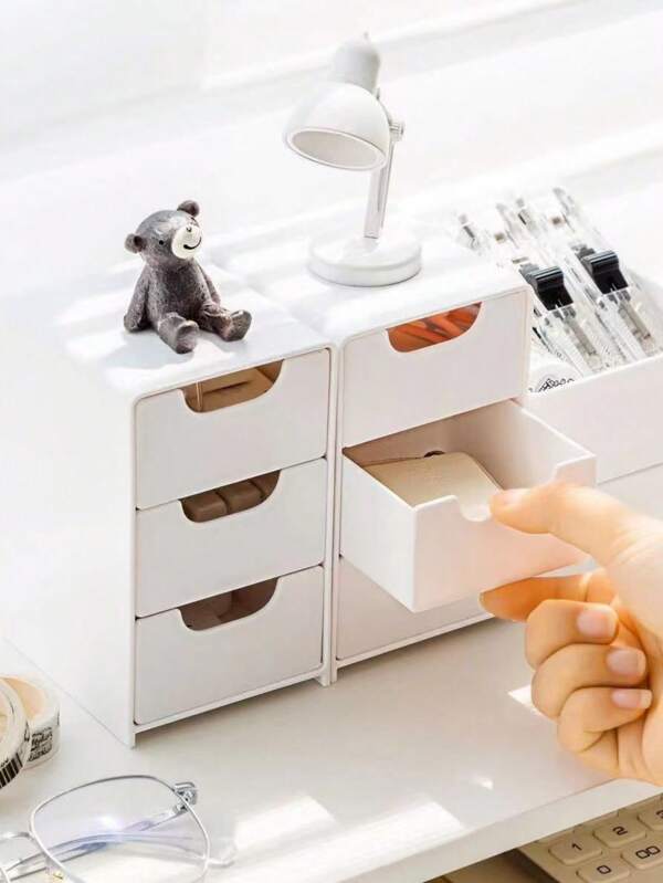 2 Stücke/Set Miniatur Schreibtisch Kleine Aufbewahrungsbox Lippenstift Schmuck Schublade Kosmetikaufbewahrung Möbel Büroorganisation Tool