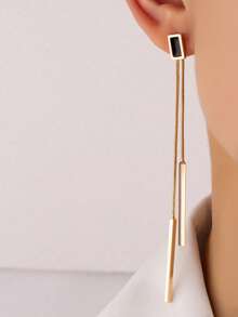 1 par de pendientes colgantes con borla de material de cobre con forma de corazón para mujeres - Plateado - Ver 3